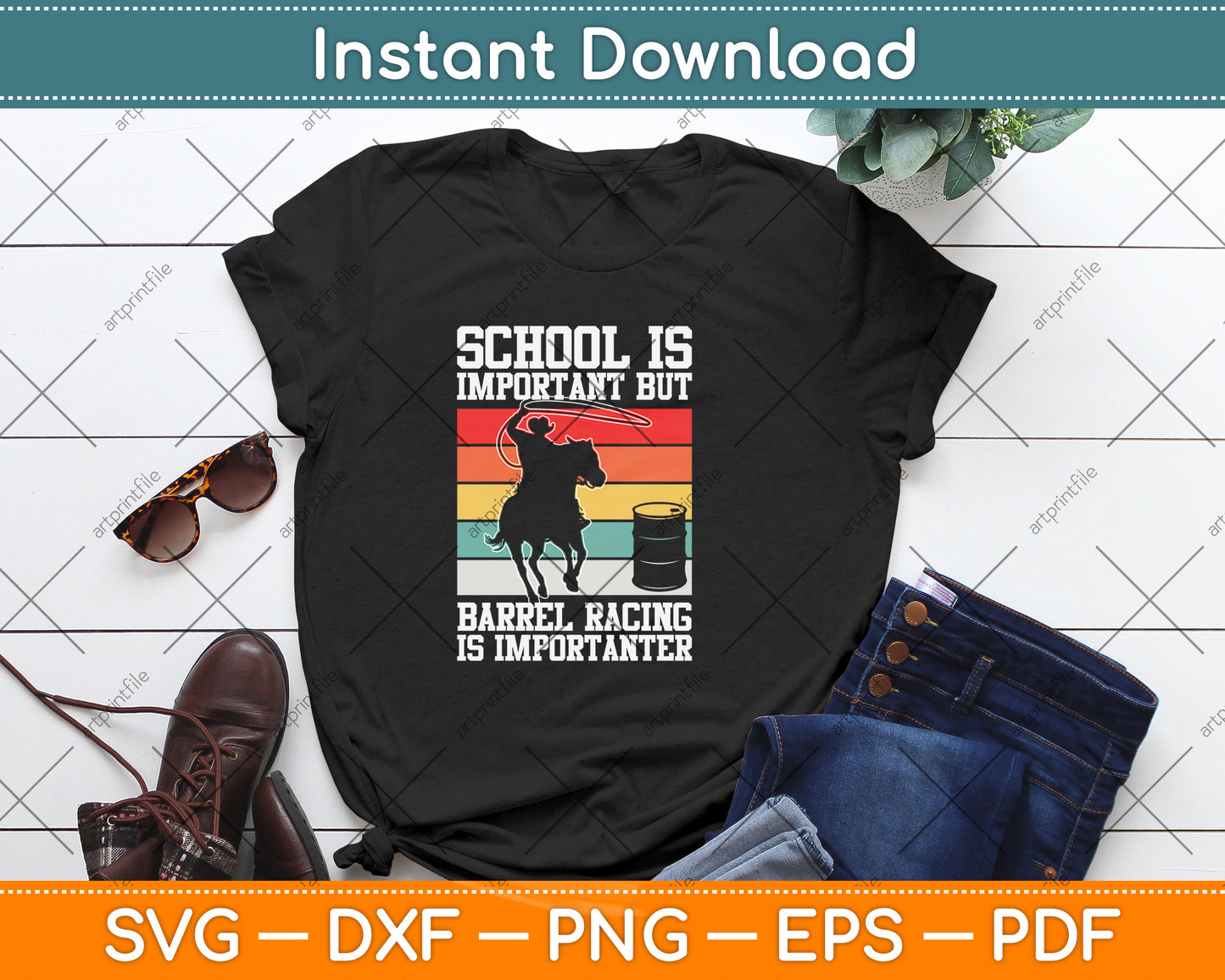 School Is Important But Barrel Racing Is Importanter Svg Png Dxf Digital Cutting File