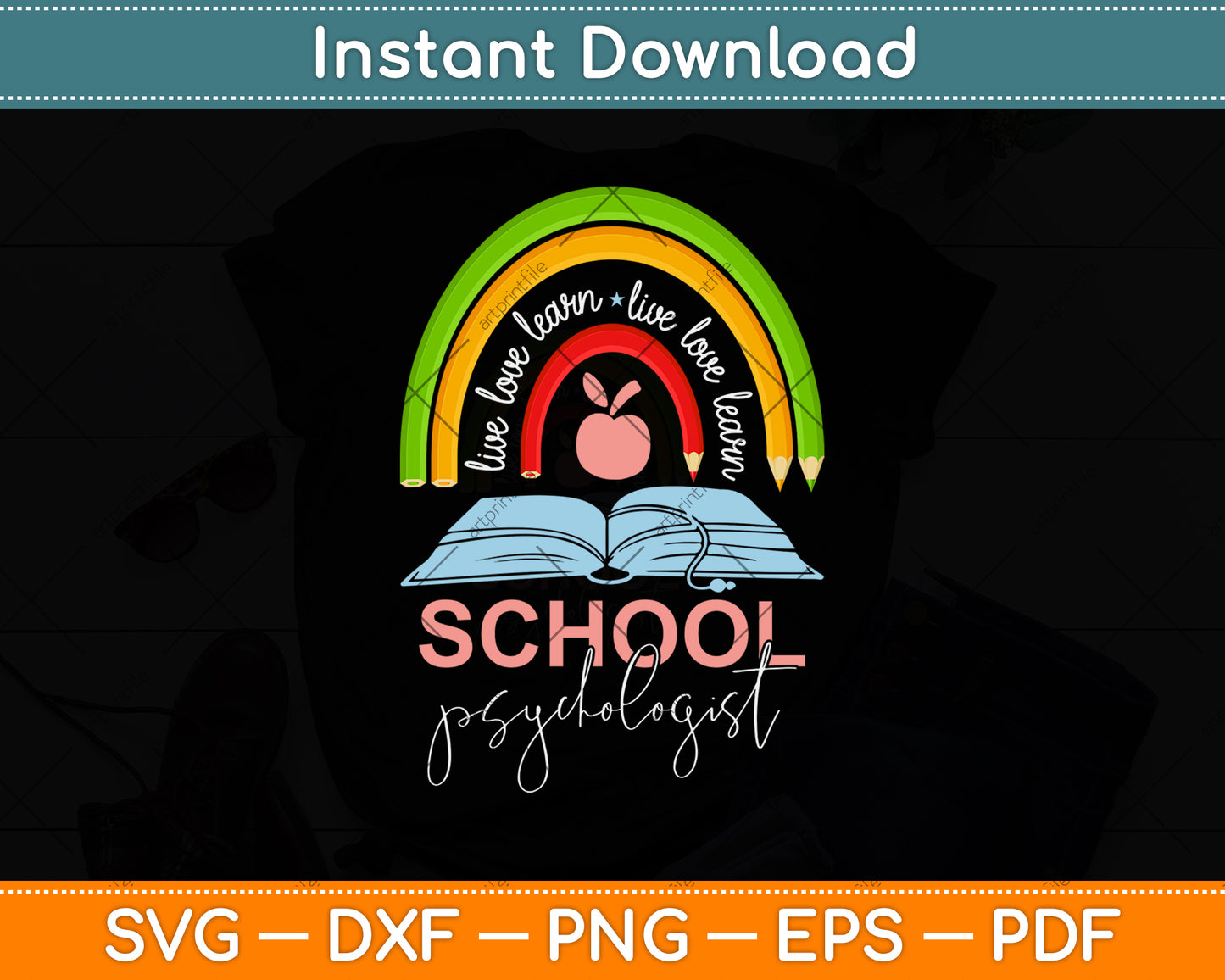 School Psychologist Boho Rainbow Day Back To School Svg Png Dxf Digital Cutting File