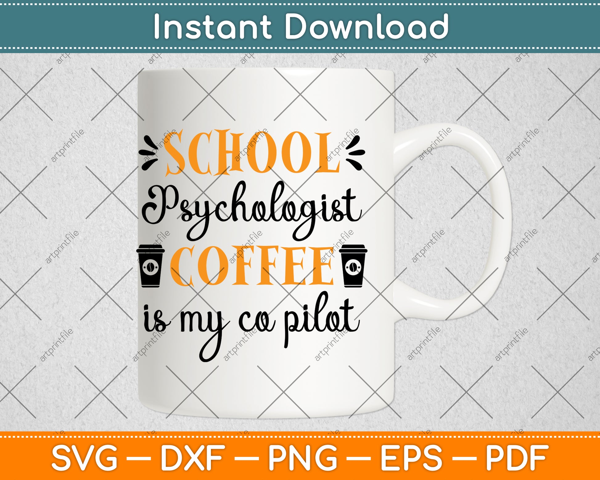 School Psychologist Coffee Is My Co Pilot Svg Png Dxf Digital Cutting File