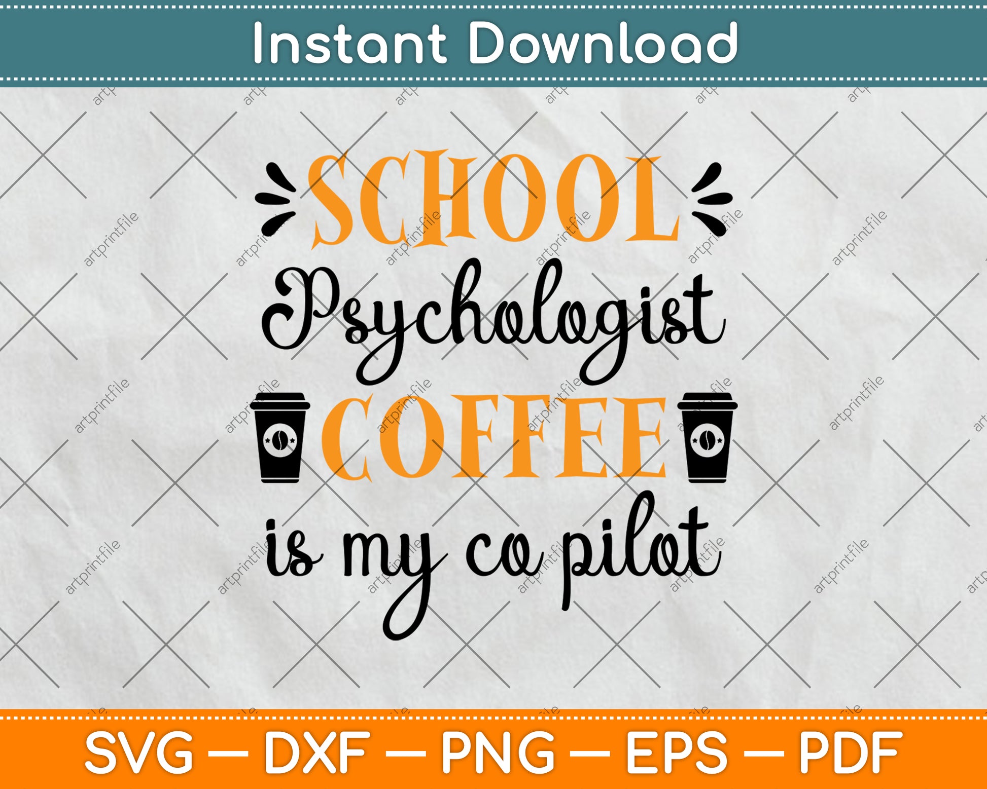 School Psychologist Coffee Is My Co Pilot Svg Png Dxf Digital Cutting File