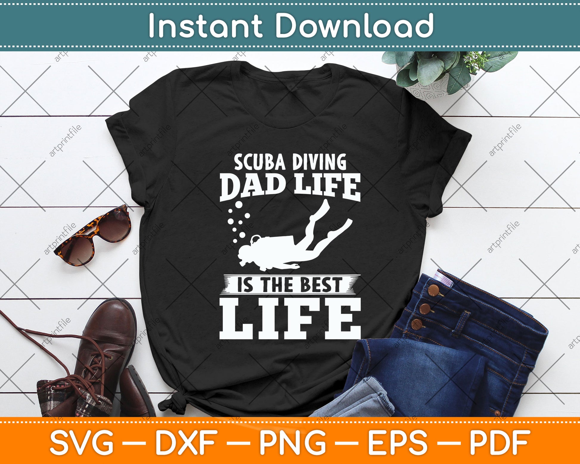 Scuba Diving Dad Life Is The Best Life Svg Png Dxf Digital Cutting File