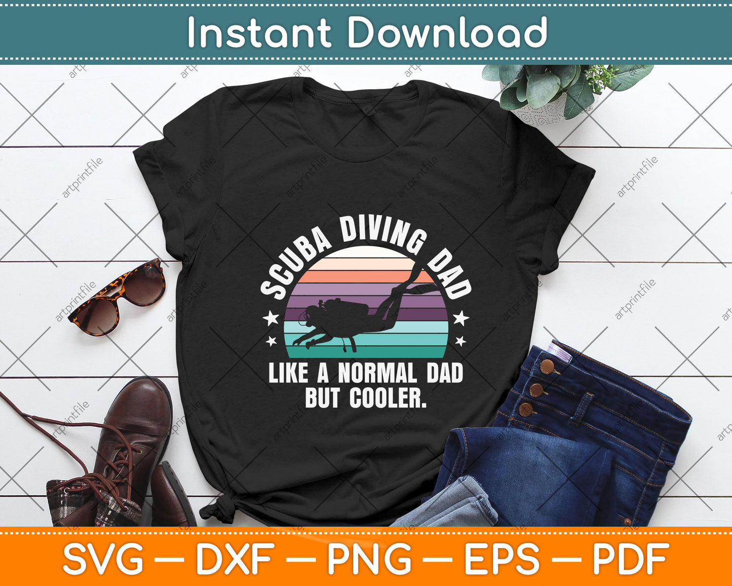 Scuba Diving Dad Like A Normal Dad But Cooler Svg Png Dxf Digital Cutting File