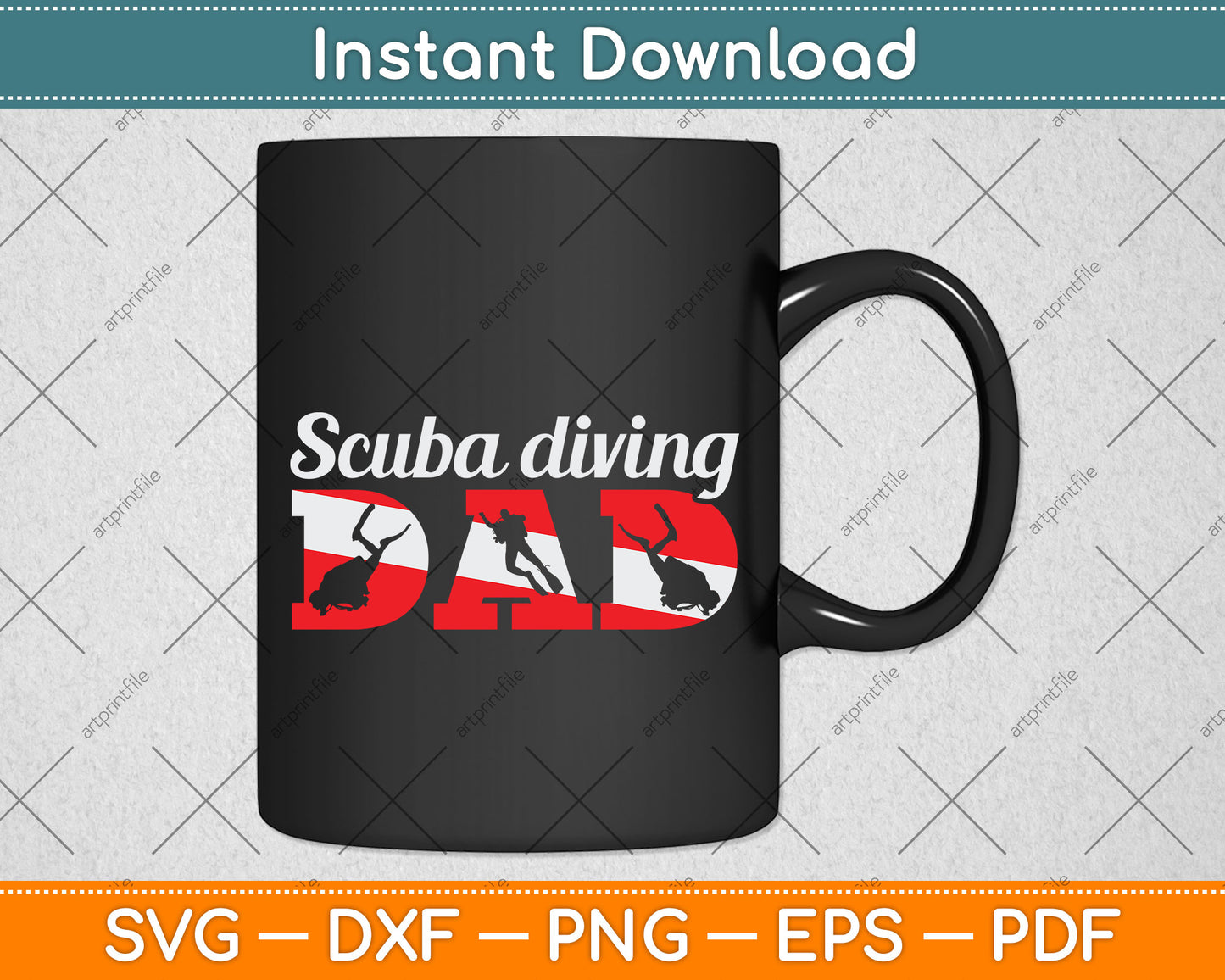 Scuba Diving Dad Svg Png Dxf Digital Cutting File