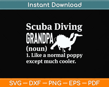 Scuba Diving Grandpa Definition Svg Png Dxf Digital Cutting File