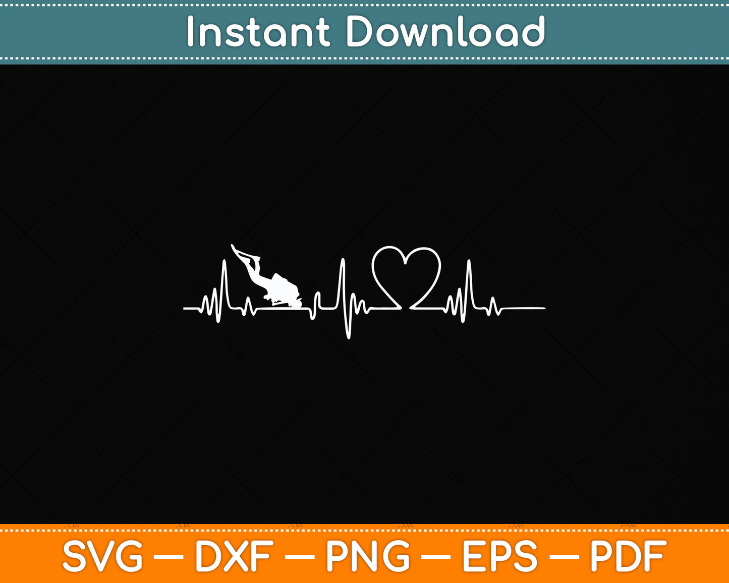Scuba Diving Heartbeat Svg Png Dxf Digital Cutting File