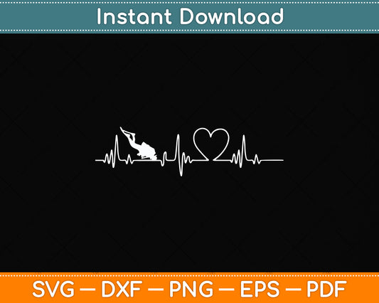 Scuba Diving Heartbeat Svg Png Dxf Digital Cutting File