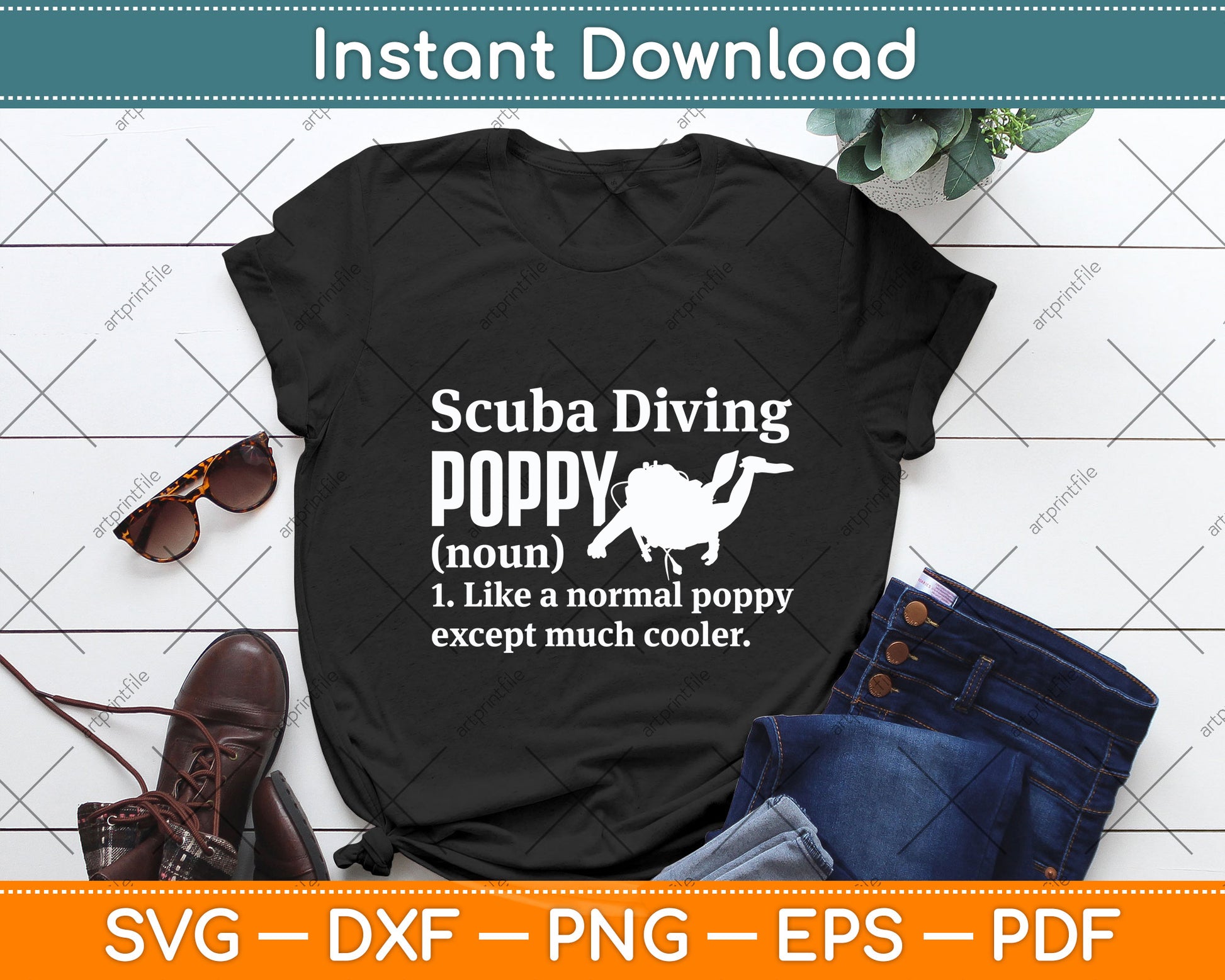 Scuba Diving Poppy Funny Definition Svg Png Dxf Digital Cutting File