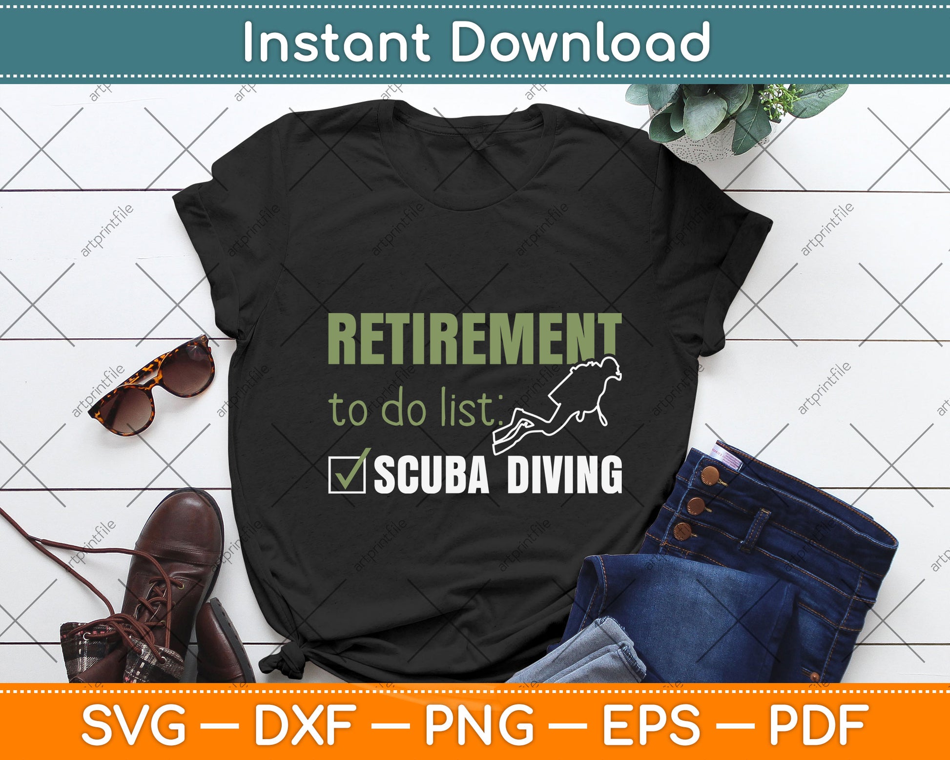 Scuba Diving Retirement Svg Png Dxf Digital Cutting File