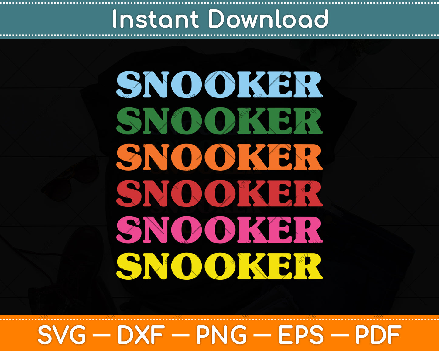 Snooker Retro 70's 80's Tee for Snooker Players Svg Png Dxf Digital Cutting File