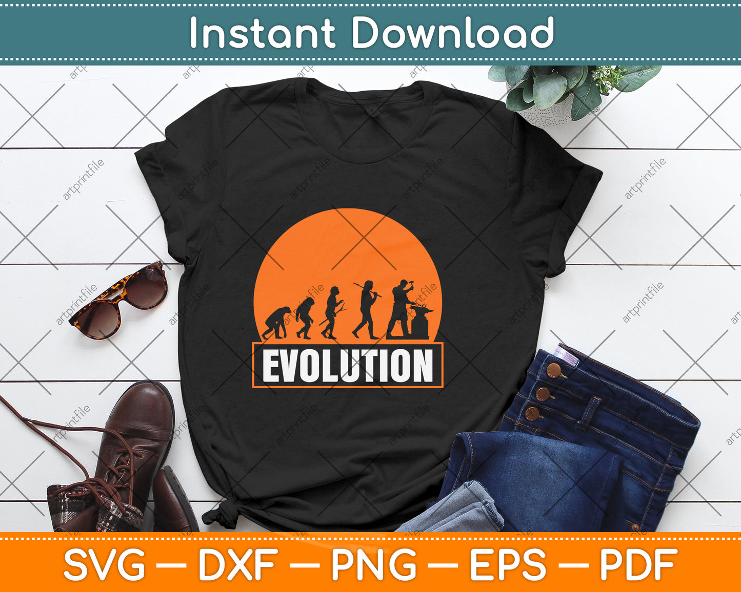 Steel Worker Funny Evolution Svg Png Dxf Digital Cutting File