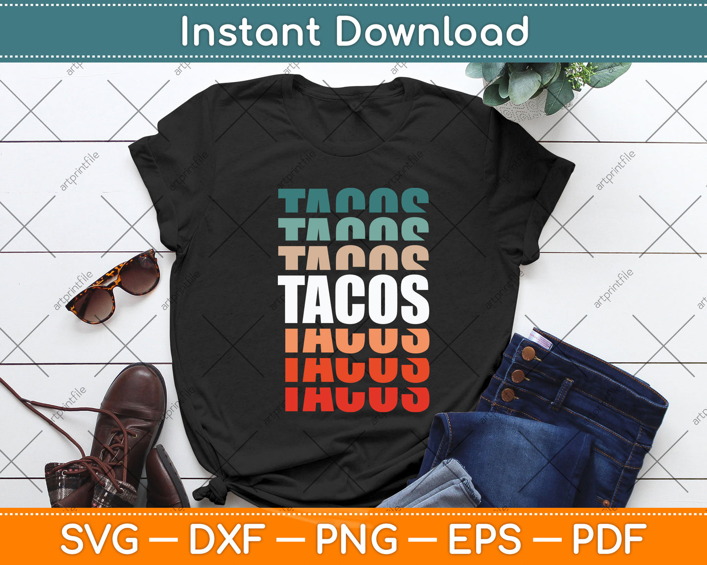 Tacos Mexican Food Lover Funny Cinco de Mayo Svg Png Dxf Digital Cutting File