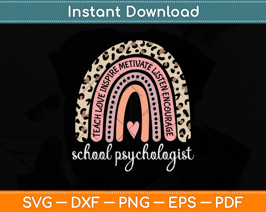 Teacher School Psychologist Rainbow Happy 100th Day Svg Png Dxf Digital Cutting File