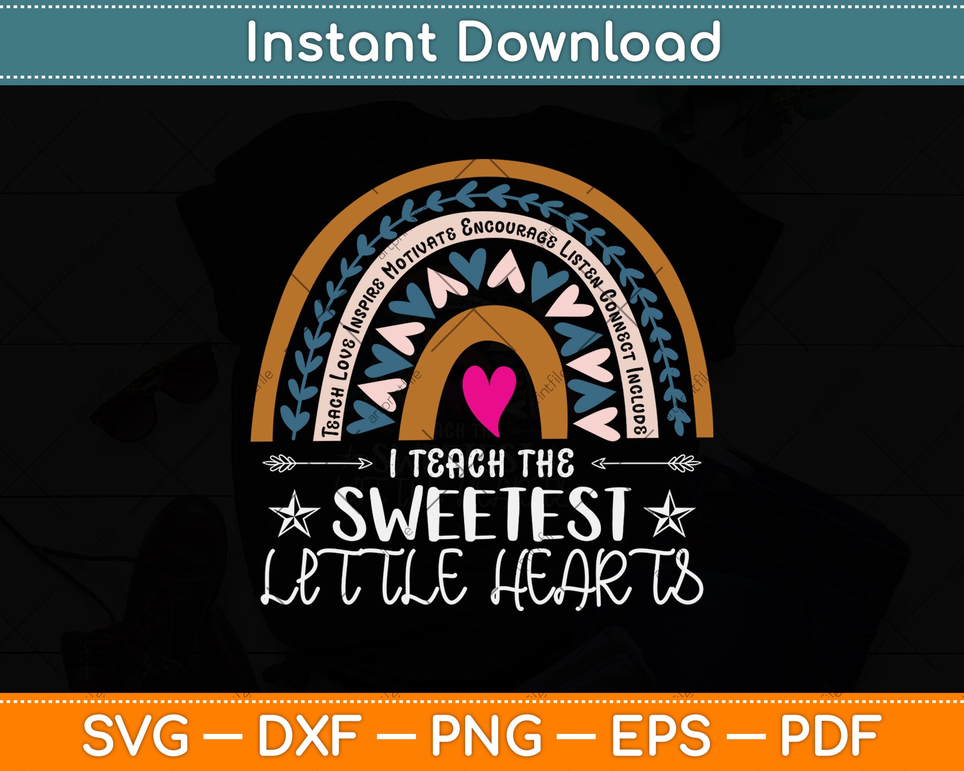 Teacher Valentines Day Teacher Rainbow Sweetest Svg Png Dxf Digital Cutting File