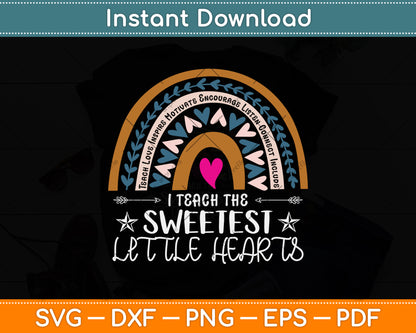 Teacher Valentines Day Teacher Rainbow Sweetest Svg Png Dxf Digital Cutting File