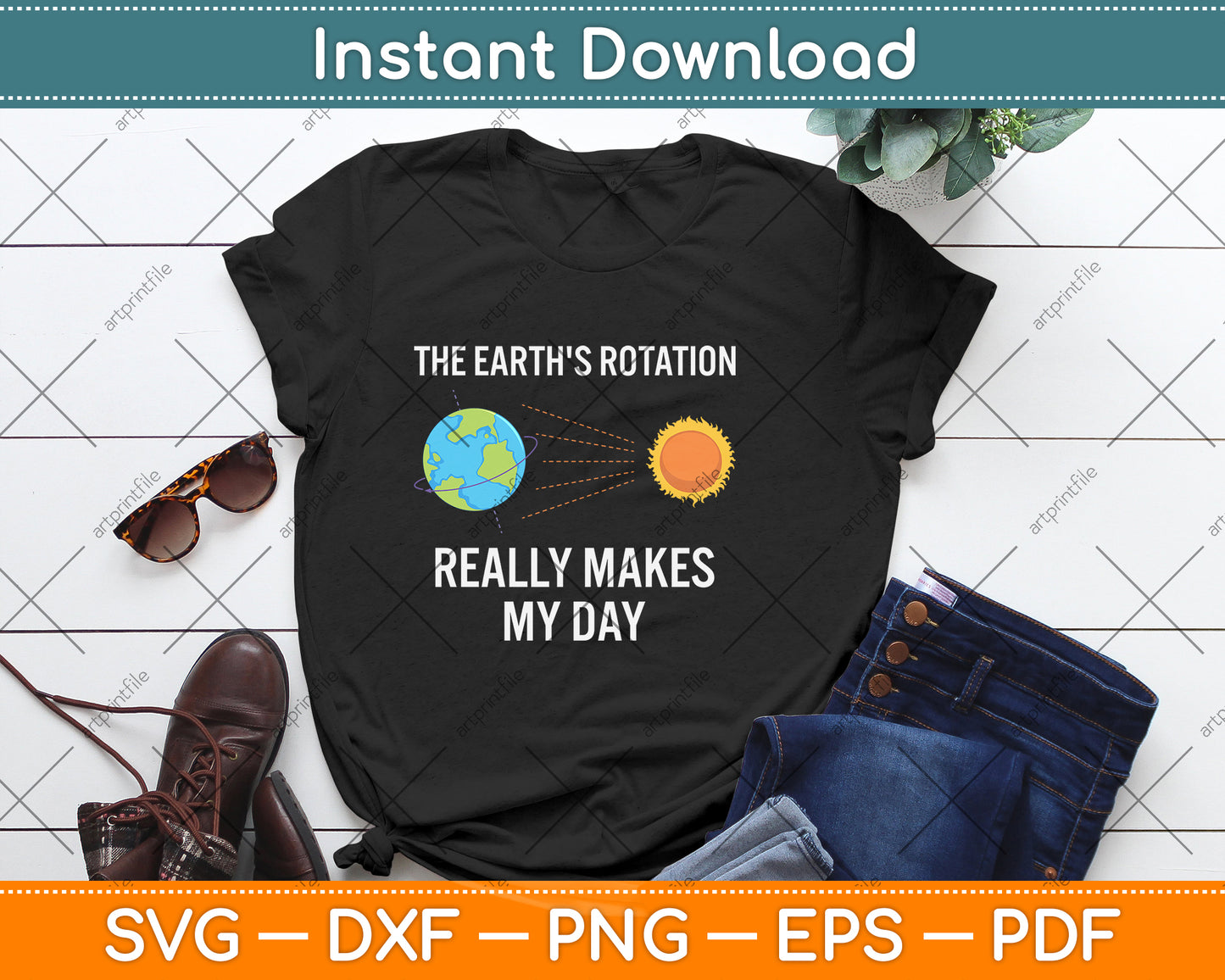 The Earth's Rotation Really Makes My Day Science Svg Png Dxf Digital Cutting File