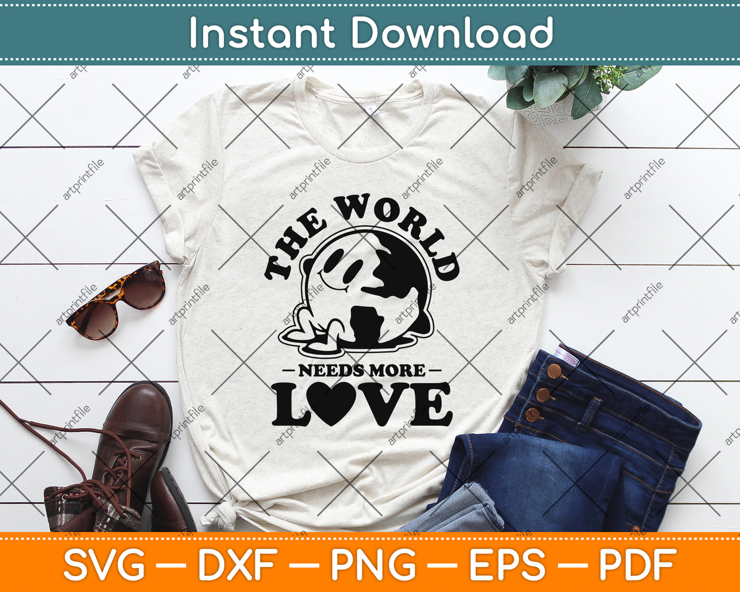 The World Needs More Love Svg Png Dxf Digital Cutting File