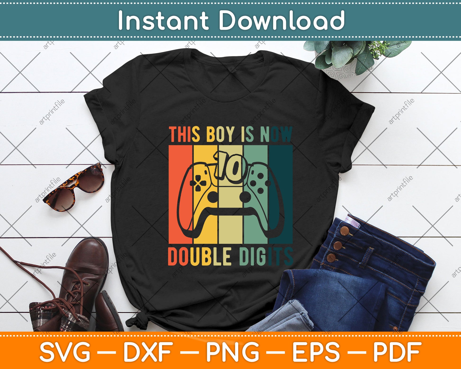 This Boy is Now Double Digits 10th Birthday Boy 10 Year Old Svg Png Dxf Cutting File