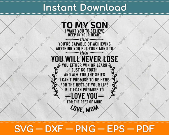 To My Son Love Mom To My Son I Want You Svg Design Cricut Printable File