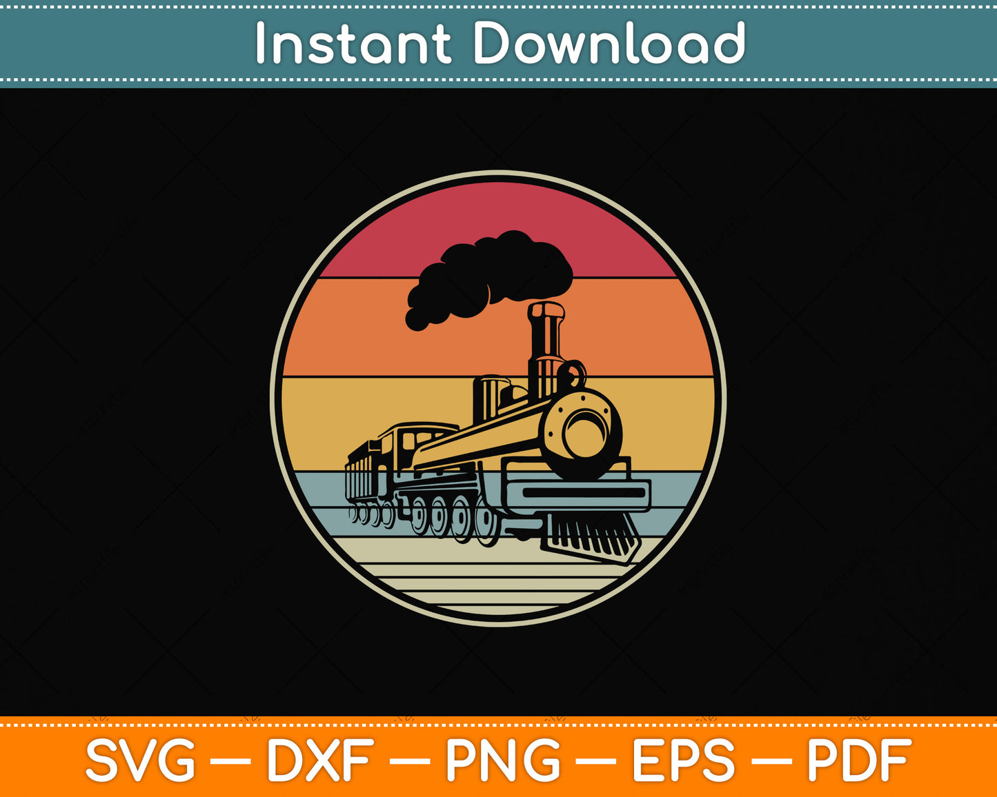 Train Vintage Distressed Retro Engineer Svg Png Dxf Digital Cutting File