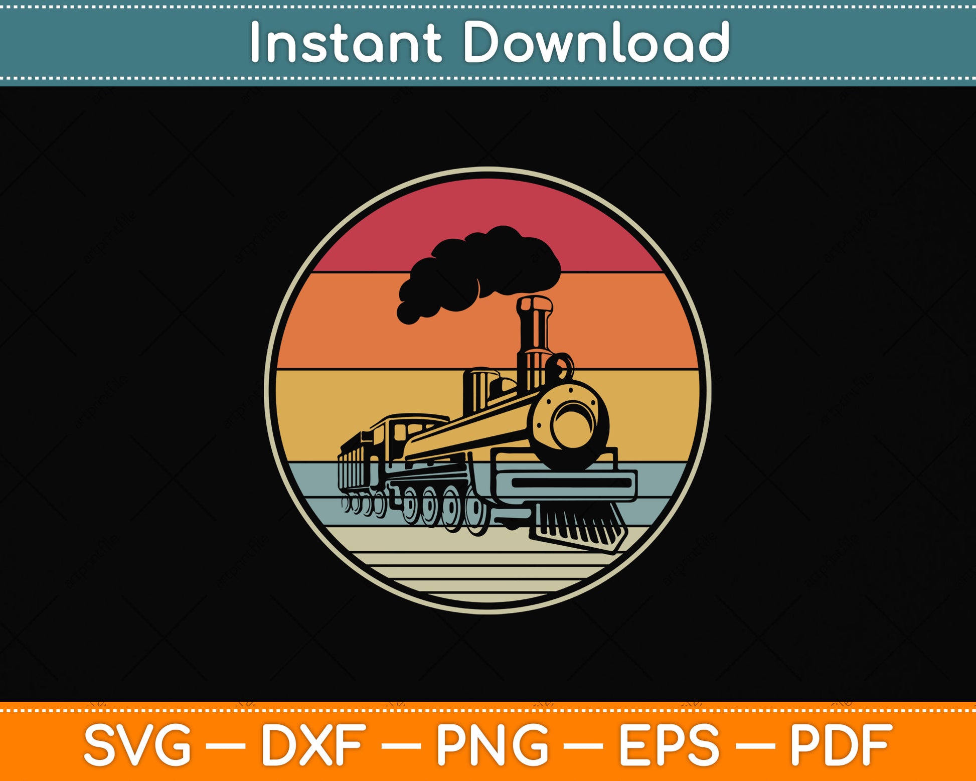 Train Vintage Distressed Retro Engineer Svg Png Dxf Digital Cutting File