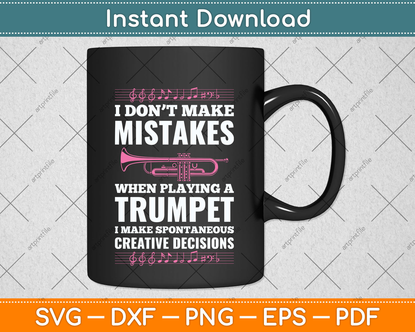 Trumpet Funny Musician Band Player Trumpeter Svg Png Dxf Digital Cutting File