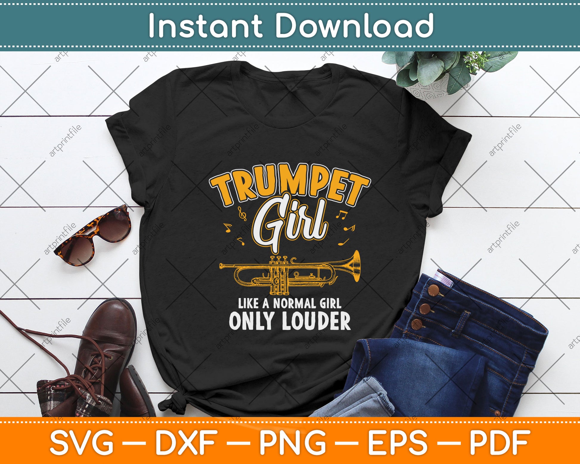 Trumpet Girl Like A Normal Girl Only Louder Svg Png Dxf Digital Cutting File