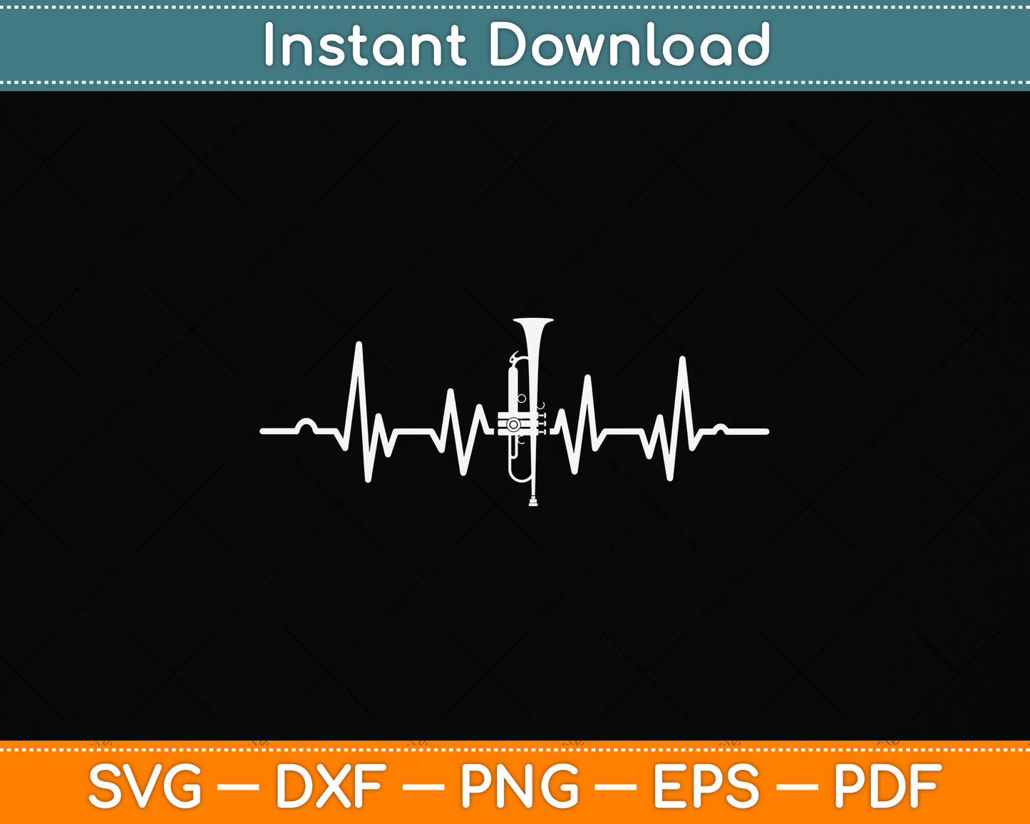 Trumpet Heartbeat Svg Png Dxf Digital Cutting File