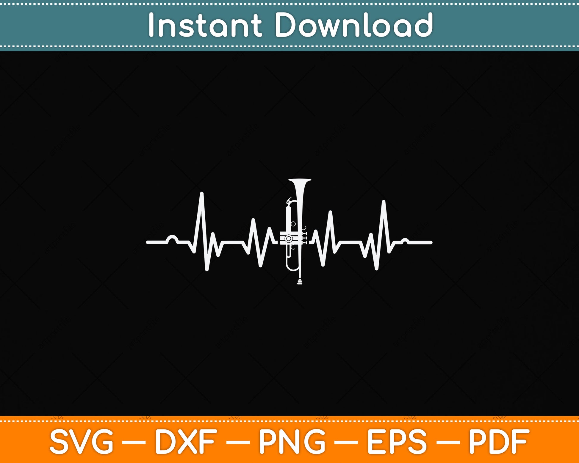 Trumpet Heartbeat Svg Png Dxf Digital Cutting File