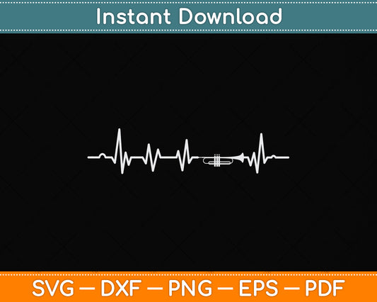 Trumpet Heartbeat Svg Png Dxf Digital Cutting File