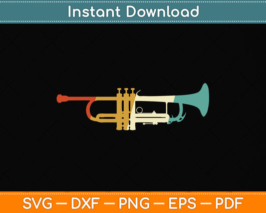 Trumpet Retro Style Vintage Svg Png Dxf Digital Cutting File