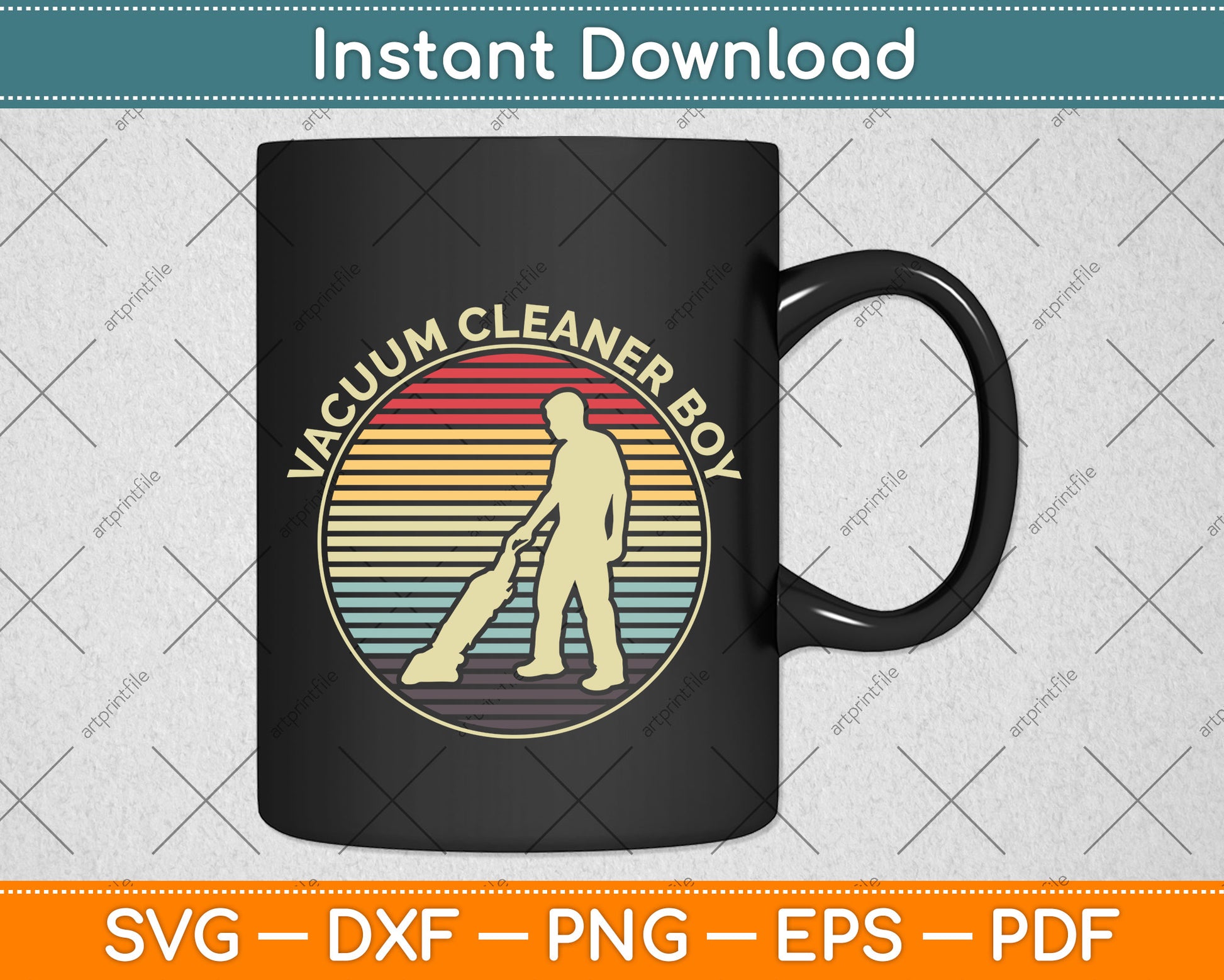 Vacuum Cleaner Boy Retro Vintage Housekeeper Svg Png Dxf Digital Cutting File