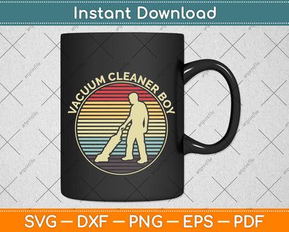 Vacuum Cleaner Boy Retro Vintage Housekeeper Svg Png Dxf Digital Cutting File