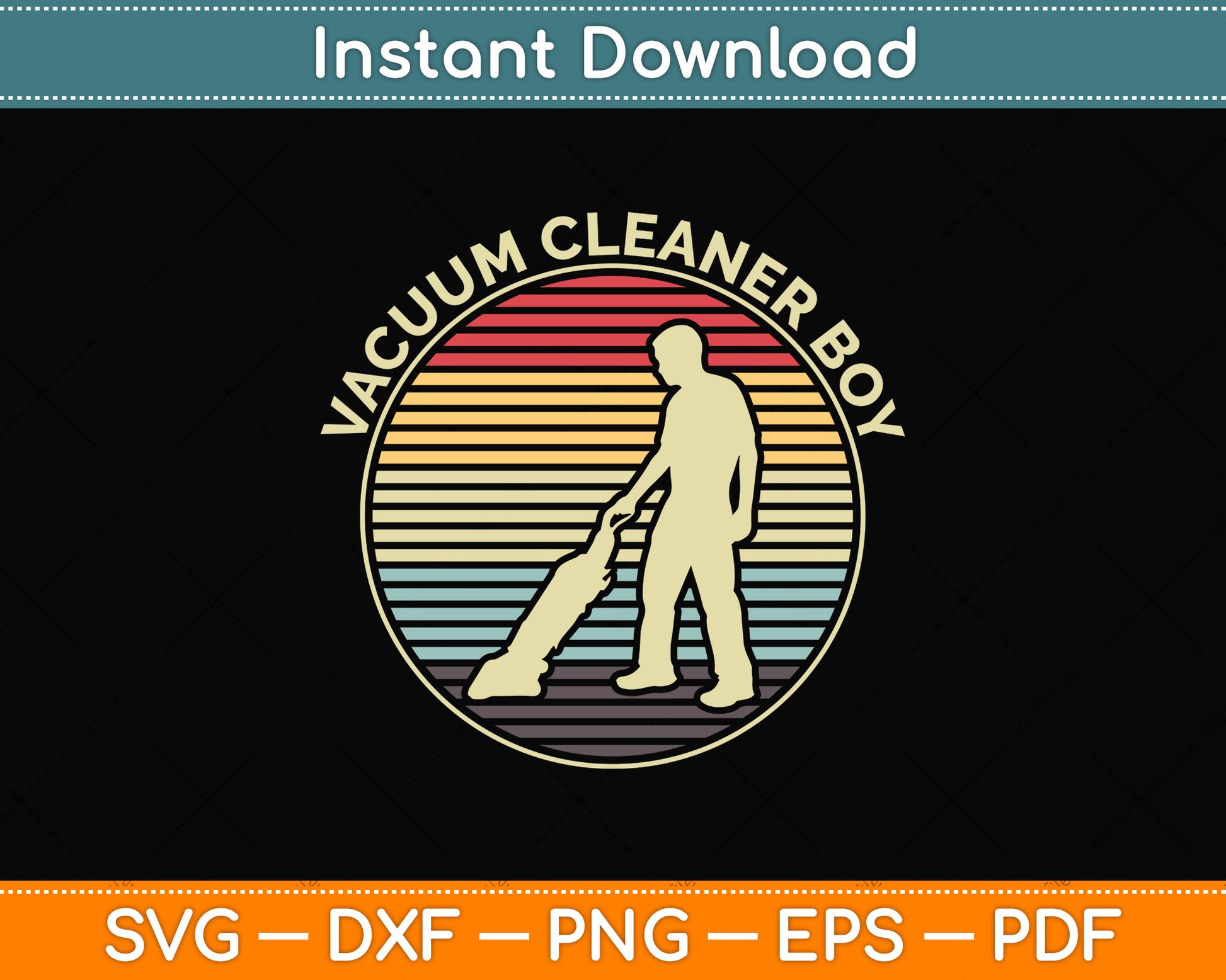 Vacuum Cleaner Boy Retro Vintage Housekeeper Svg Png Dxf Digital Cutting File