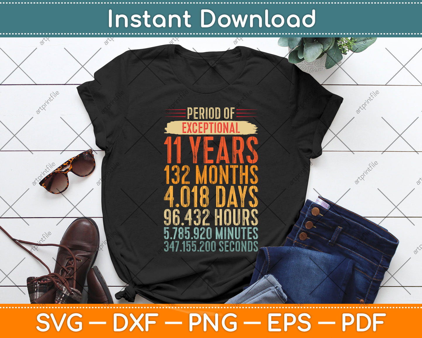 Vintage 11 Years Old 11th Birthday 11 Years Of Being Awesome Svg Cutting File