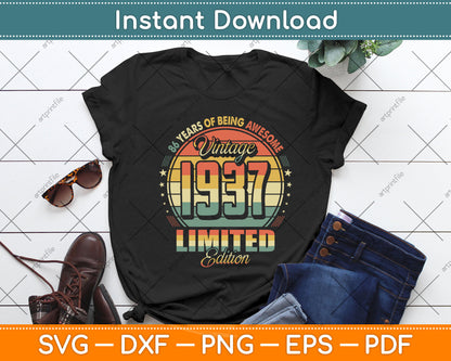 Vintage 1937 Limited Edition 86 Year Old 86th Birthday Svg Png Dxf Digital Cutting File