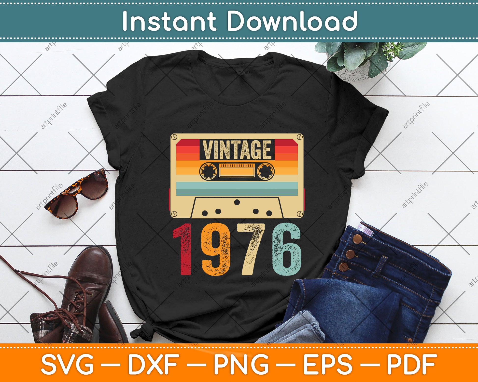 Vintage 1976 Funny 46 Years Old Men and Women 46th Birthday Svg Cutting File