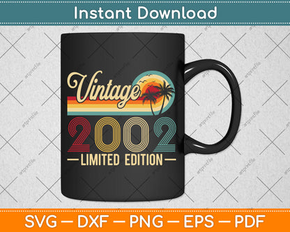 Vintage 2002 20th Birthday Gift 20 Years Old Limited Edition Svg Png Dxf Cutting File