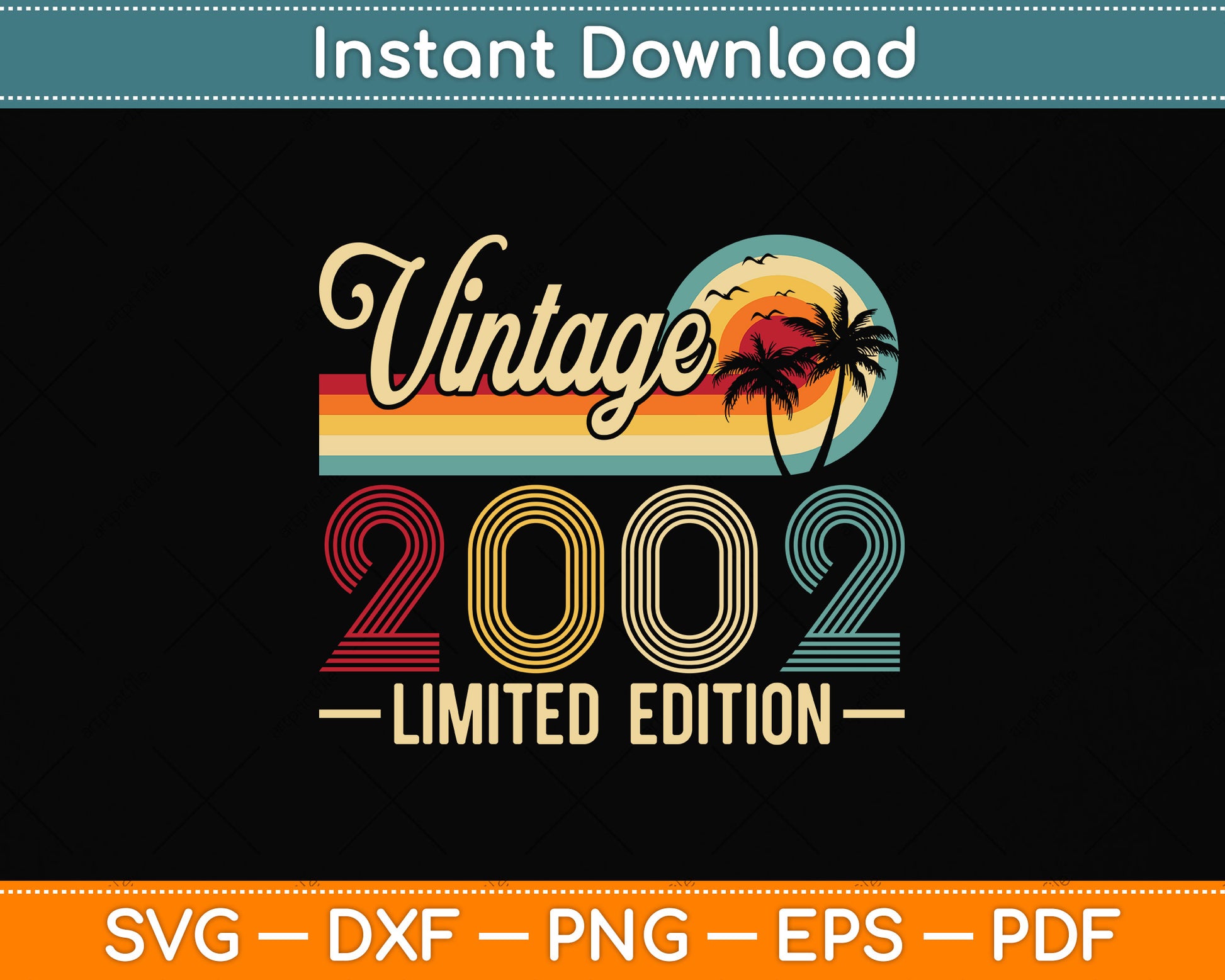 Vintage 2002 20th Birthday Gift 20 Years Old Limited Edition Svg Png Dxf Cutting File