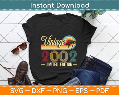Vintage 2002 20th Birthday Gift 20 Years Old Limited Edition Svg Png Dxf Cutting File