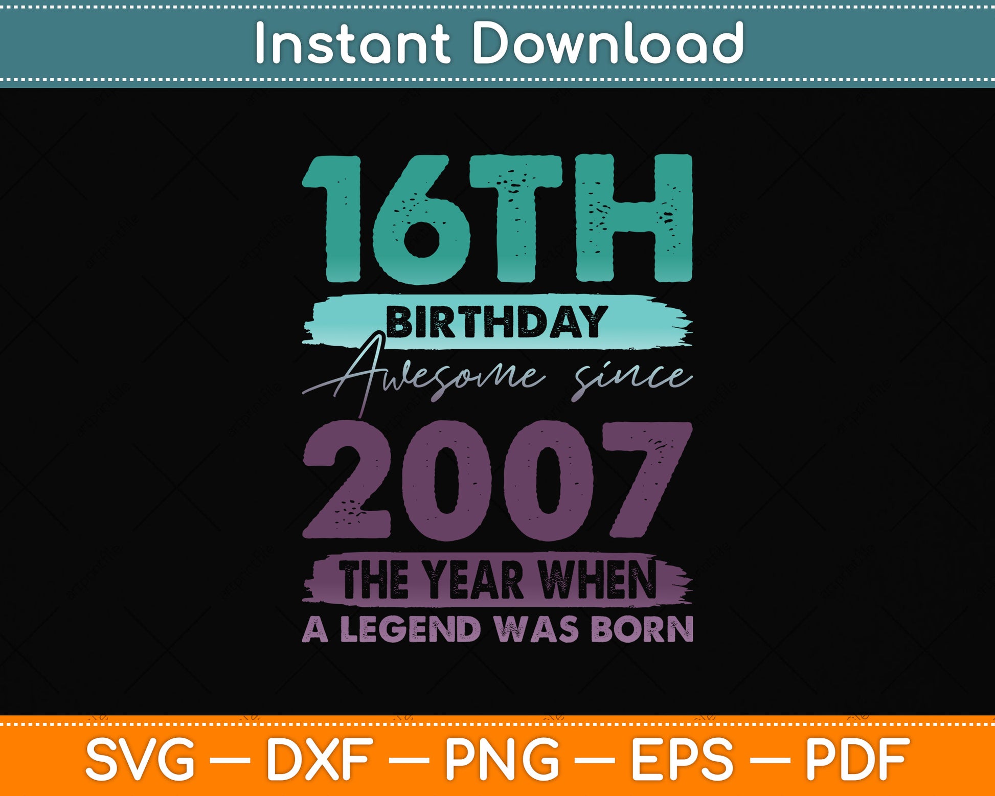 16 Years Old Vintage 2007 Limited Edition 16th Birthday Svg Png Dxf Digital Cutting File
