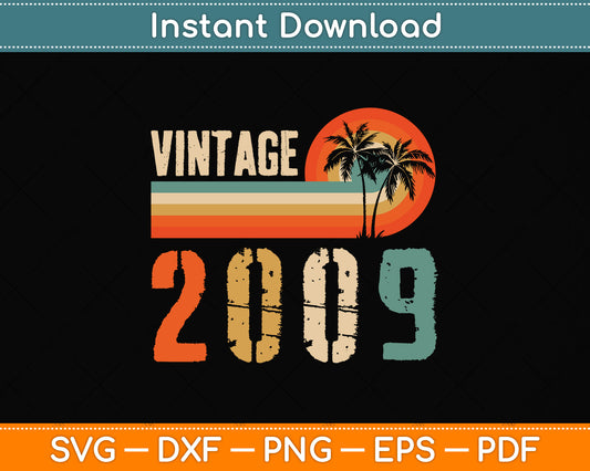 Vintage 2009 13th Birthday Gift Boys Girls 13 Year Old Retro Svg Png Dxf Cutting File