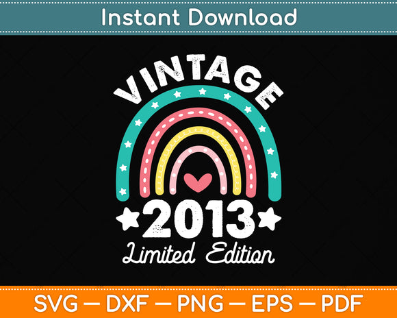 Vintage 2013 Limited Edition 10 Year Old 10th Birthday Svg Png Dxf Digital Cutting File