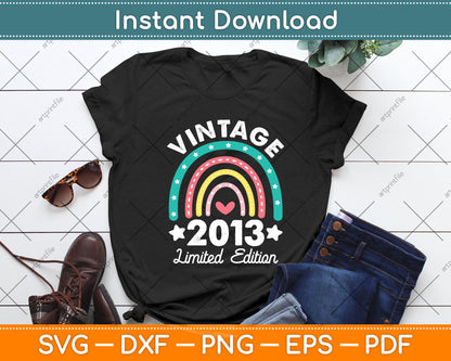 Vintage 2013 Limited Edition 10 Year Old 10th Birthday Svg Png Dxf Digital Cutting File