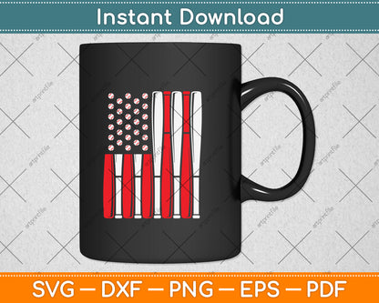 Vintage American Flag Baseball Dad And Boy Kids 4th of July Svg Png Dxf Cutting File