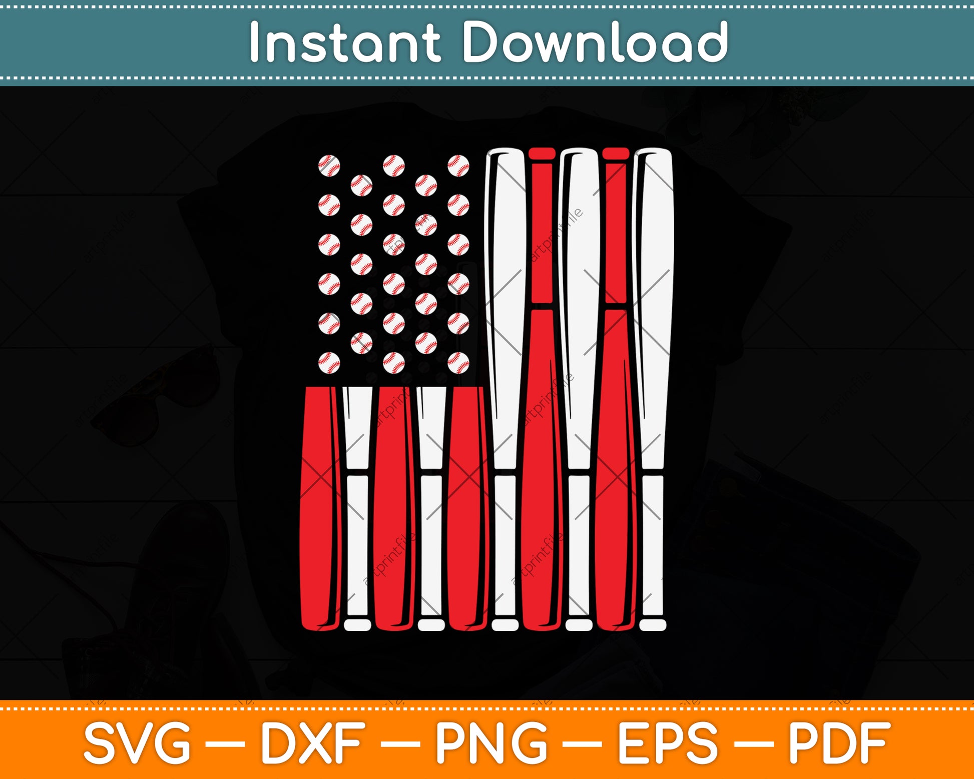 Vintage American Flag Baseball Dad And Boy Kids 4th of July Svg Png Dxf Cutting File