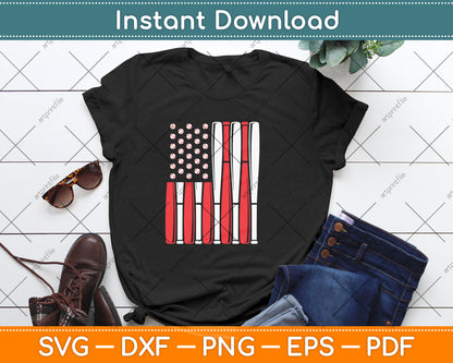 Vintage American Flag Baseball Dad And Boy Kids 4th of July Svg Png Dxf Cutting File