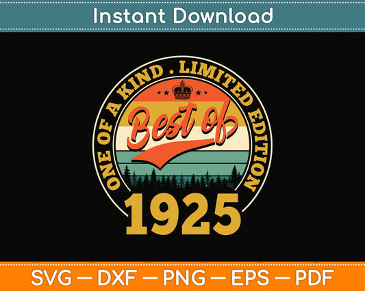 Vintage Best Of 1925 97th Birthday Gift For 97 Years Old Svg Png Dxf Cutting File