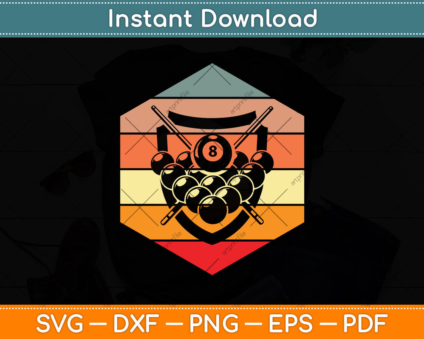 Vintage Billiard 8 Ball Snooker Player Svg Png Dxf Digital Cutting File