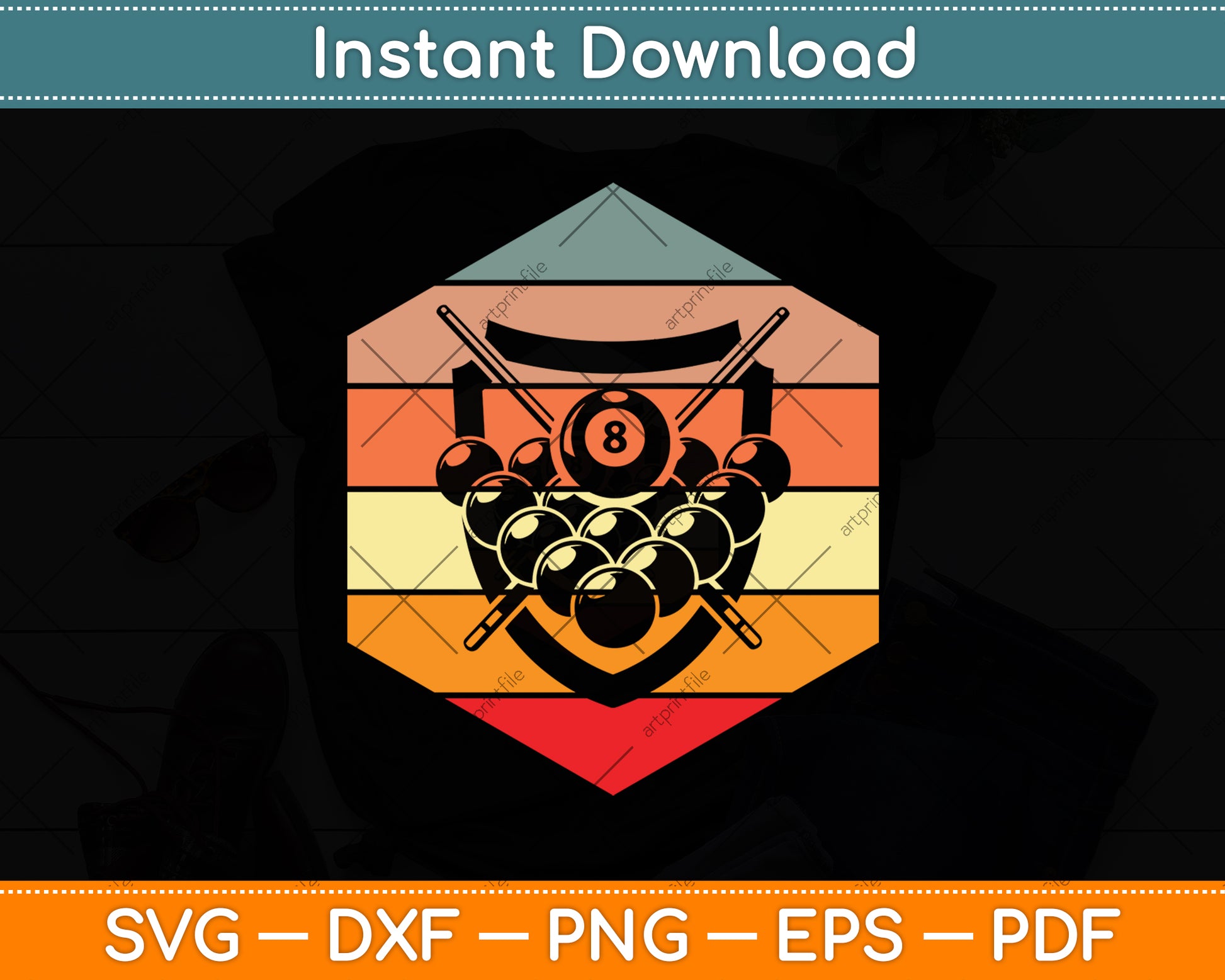 Vintage Billiard 8 Ball Snooker Player Svg Png Dxf Digital Cutting File