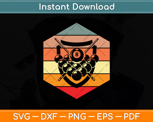 Vintage Billiard 8 Ball Snooker Player Svg Png Dxf Digital Cutting File